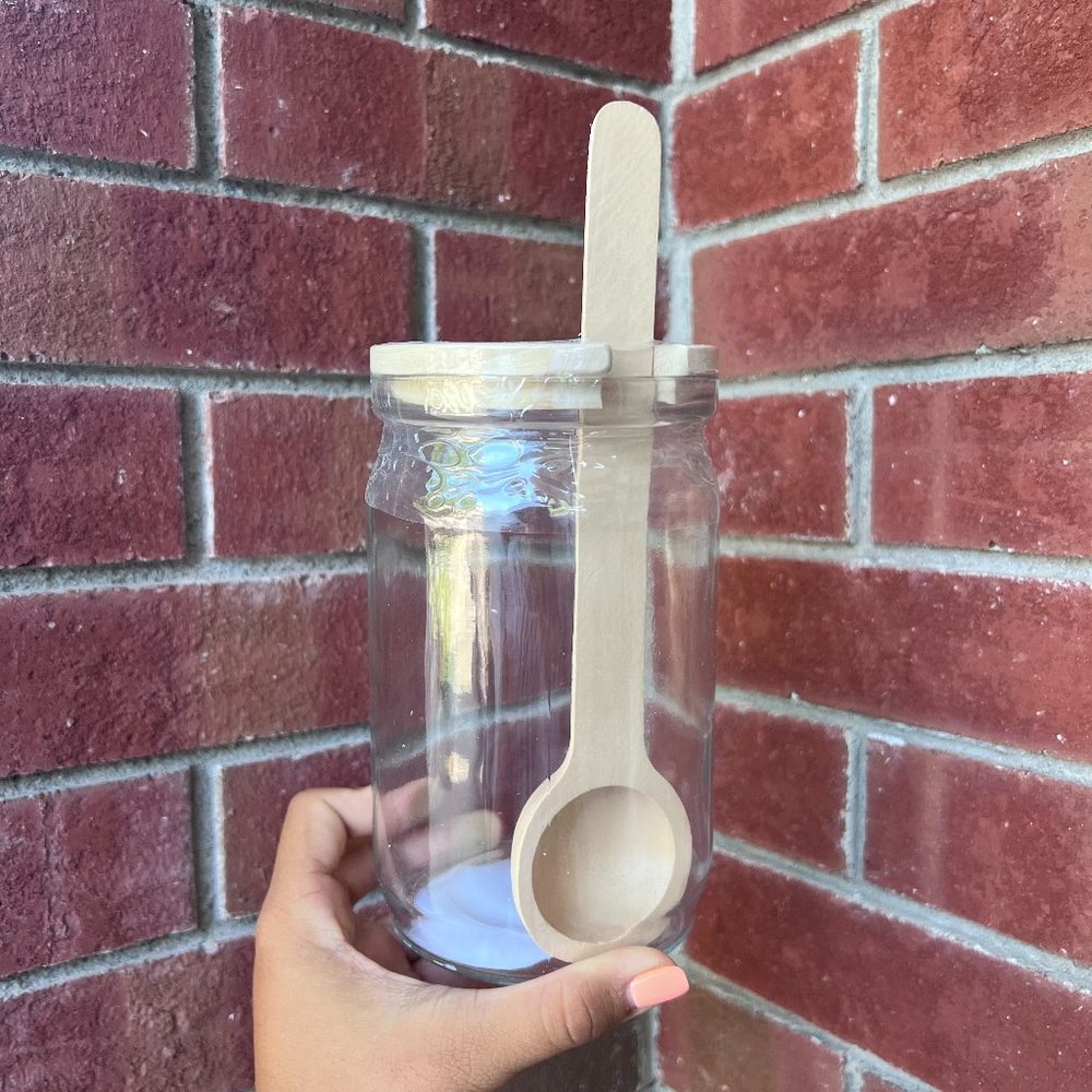 BULLSEYE PLAYGROUND GLASS JAR WITH SPOON